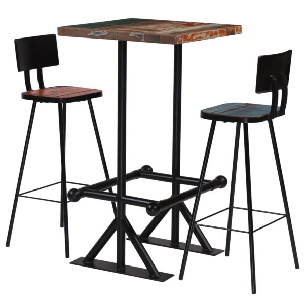 vidaXL Bar Set 3 Piece Solid Reclaimed Wood Multicolor