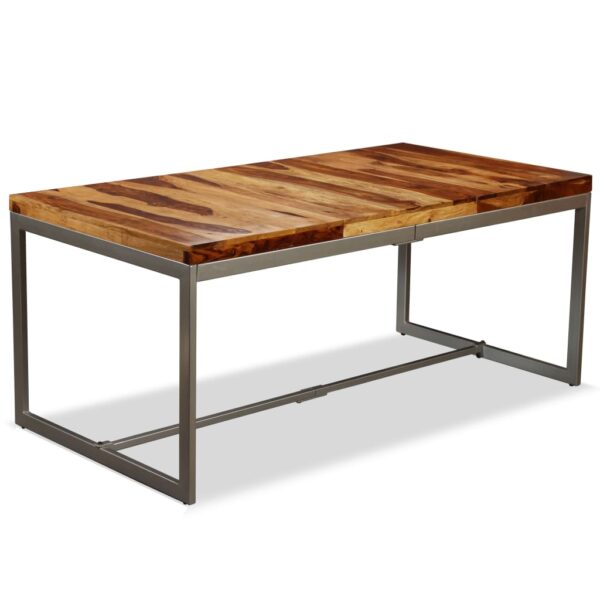 vidaXL Dining Table Solid Sheesham Wood and Steel 70.9" - Image 2