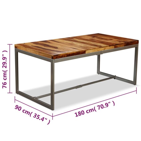 vidaXL Dining Table Solid Sheesham Wood and Steel 70.9" - Image 10