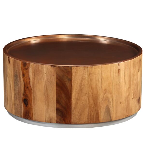 vidaXL Coffee Table Solid Sheesham Wood and Steel 26.8" - Image 2