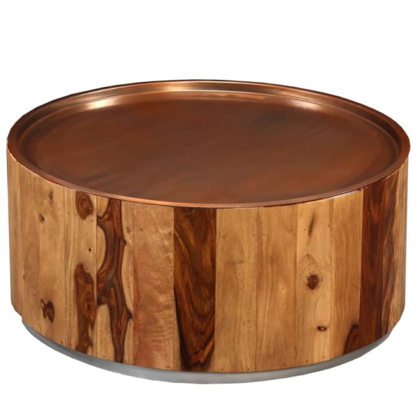 vidaXL Coffee Table Solid Sheesham Wood and Steel 26.8" - Image 3