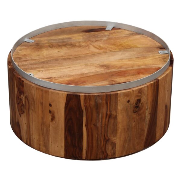 vidaXL Coffee Table Solid Sheesham Wood and Steel 26.8" - Image 4