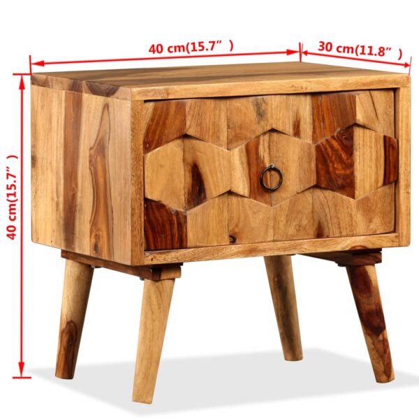 vidaXL Bedside Cabinet with 1 Drawer Solid Sheesham Wood - Image 9