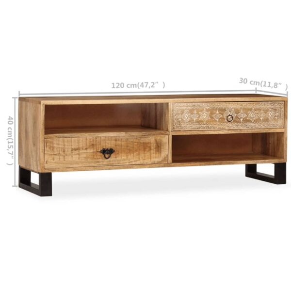 vidaXL TV Stand Solid Wood Mango 47.2"x11.8"x15.7" - Image 9