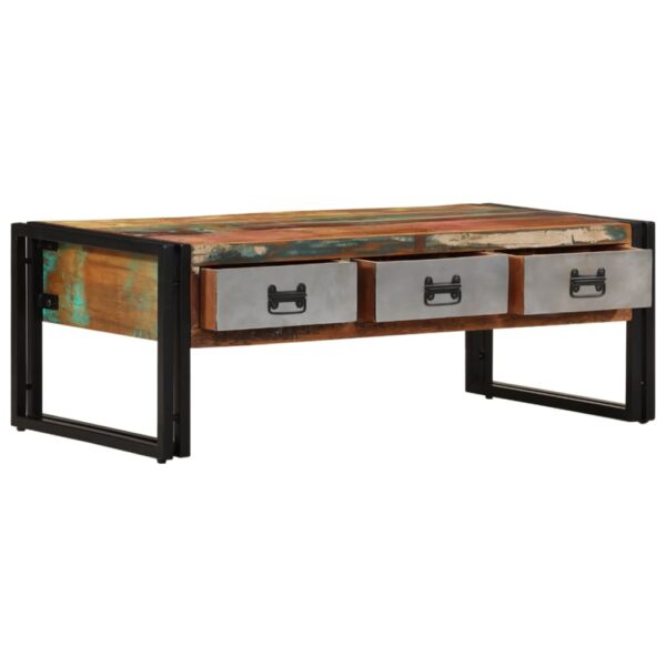 vidaXL Coffee Table with 3 Drawers Solid Reclaimed Wood 39.4"x19.7"x13.8" - Image 2