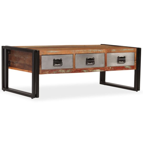 vidaXL Coffee Table with 3 Drawers Solid Reclaimed Wood 39.4"x19.7"x13.8" - Image 11