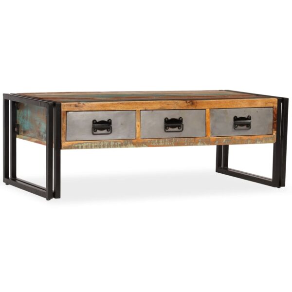 vidaXL Coffee Table with 3 Drawers Solid Reclaimed Wood 39.4"x19.7"x13.8" - Image 12