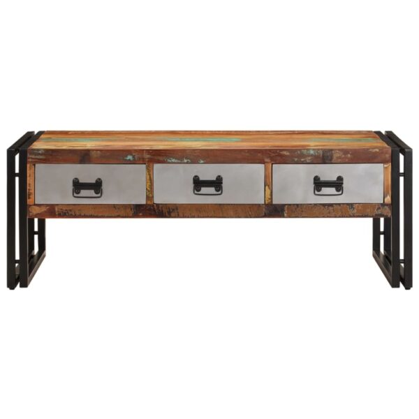 vidaXL Coffee Table with 3 Drawers Solid Reclaimed Wood 39.4"x19.7"x13.8" - Image 3