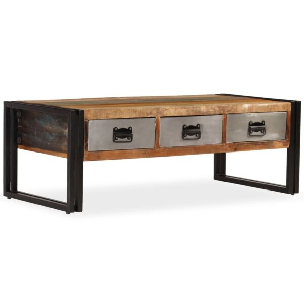 vidaXL Coffee Table with 3 Drawers Solid Reclaimed Wood 39.4"x19.7"x13.8" - Image 10