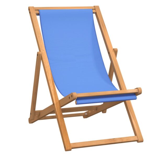 vidaXL Deck Chair Teak 22.1"x41.3"x37.8" Blue - Image 2