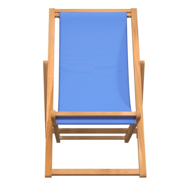 vidaXL Deck Chair Teak 22.1"x41.3"x37.8" Blue - Image 3