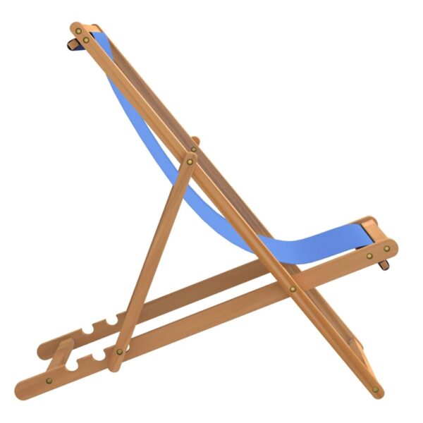 vidaXL Deck Chair Teak 22.1"x41.3"x37.8" Blue - Image 4