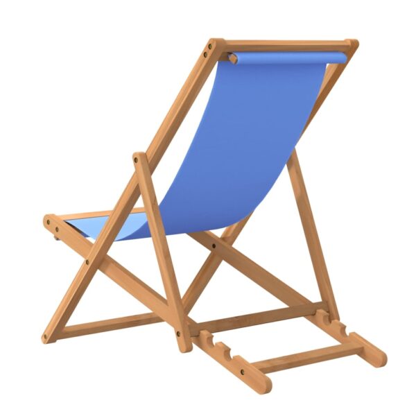 vidaXL Deck Chair Teak 22.1"x41.3"x37.8" Blue - Image 5