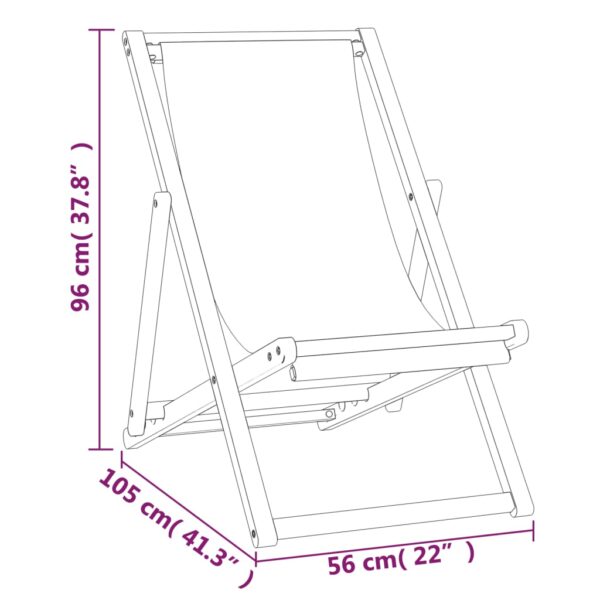 vidaXL Deck Chair Teak 22.1"x41.3"x37.8" Blue - Image 8