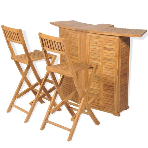 vidaXL 3 Piece Bistro Set with Folding Chairs Solid Teak Wood