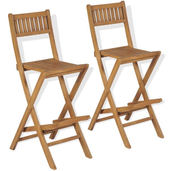 vidaXL Folding Patio Bar Stools 2 pcs Solid Teak Wood