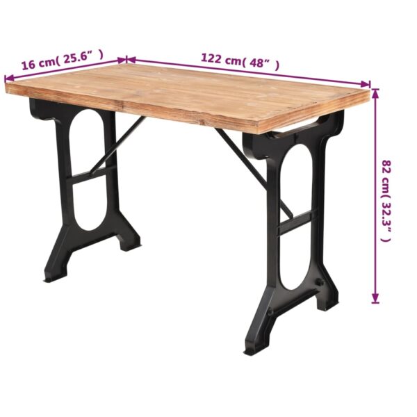 vidaXL Dining Table Solid Fir Wood Top 48"x25.6"x32.3" - Image 7