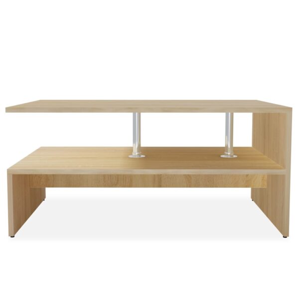 vidaXL Coffee Table Engineered Wood 35.4"x23.2"x16.5" Oak - Image 2