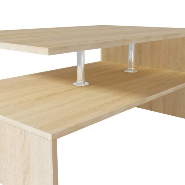 vidaXL Coffee Table Engineered Wood 35.4"x23.2"x16.5" Oak - Image 3