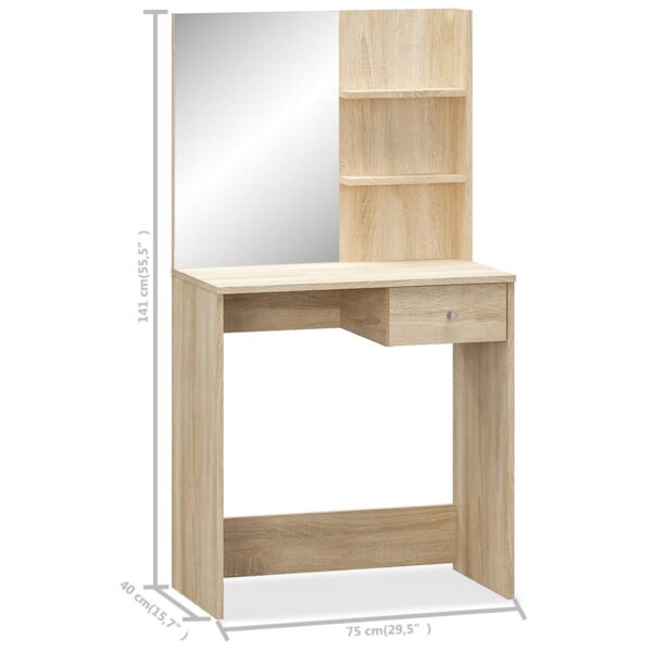 vidaXL Dressing Table Engineered Wood 29.5"x15.7"x55.5" Oak - Image 5