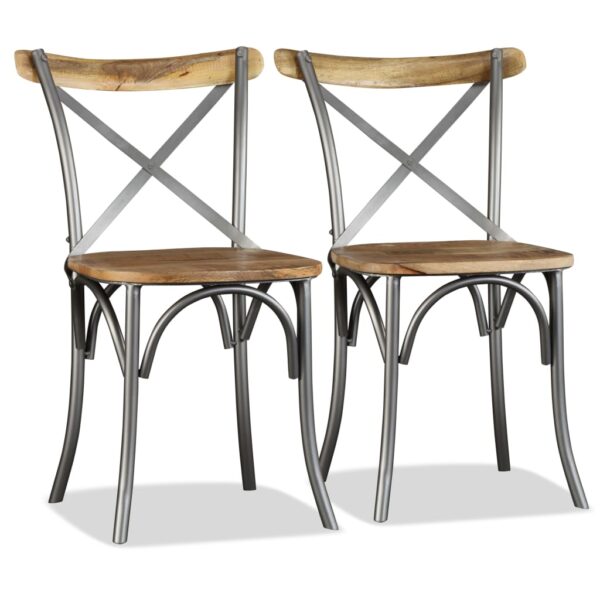 vidaXL Dining Chairs 4 pcs Solid Mango Wood and Steel Cross Back - Image 2