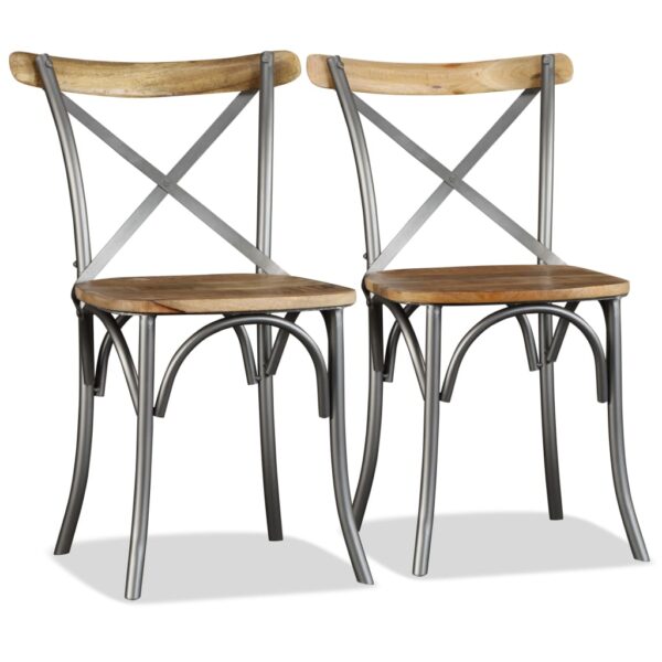 vidaXL Dining Chairs 4 pcs Solid Mango Wood and Steel Cross Back - Image 3