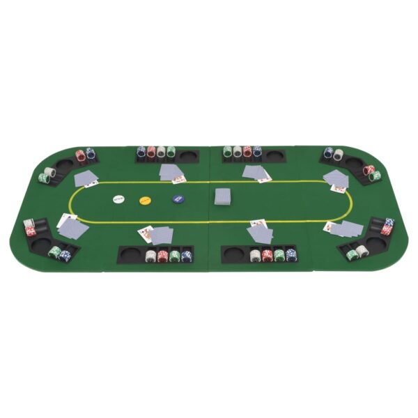 vidaXL 8-Player Folding Poker Tabletop 4 Fold Rectangular Green - Image 8