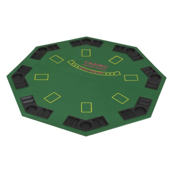 vidaXL 8-Player Folding Poker Tabletop 2 Fold Octagonal Green - Image 2