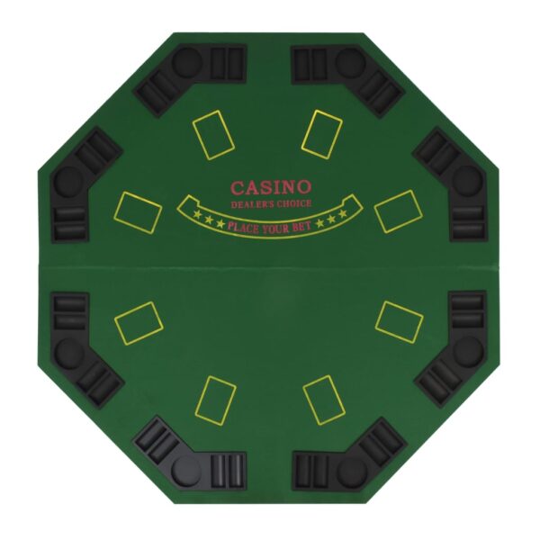 vidaXL 8-Player Folding Poker Tabletop 2 Fold Octagonal Green - Image 3