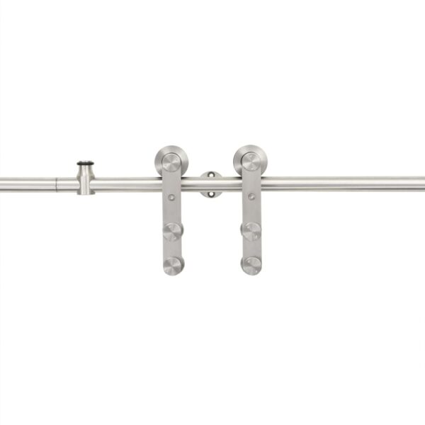 vidaXL Sliding Door Hardware Kit 72" Stainless Steel Silver - Image 2