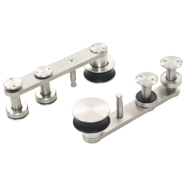 vidaXL Sliding Door Hardware Kit 72" Stainless Steel Silver - Image 5