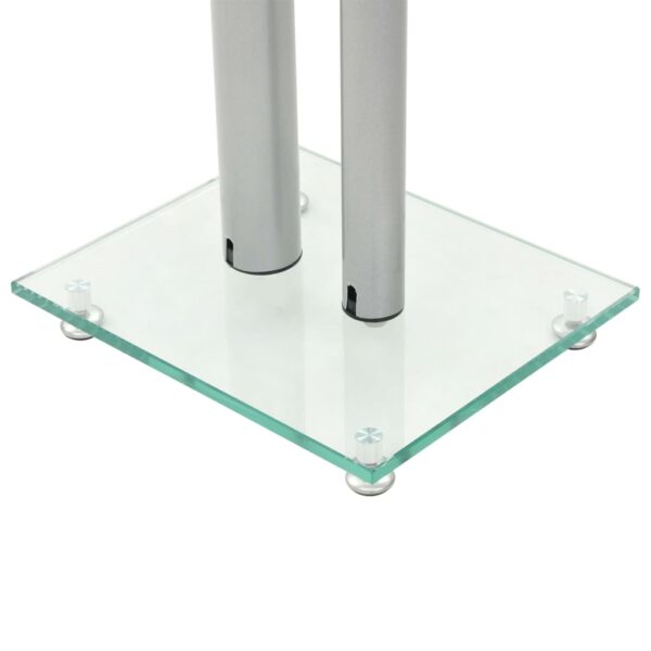 vidaXL Speaker Stands 2 pcs Tempered Glass 2 Pillars Design Silver - Image 5