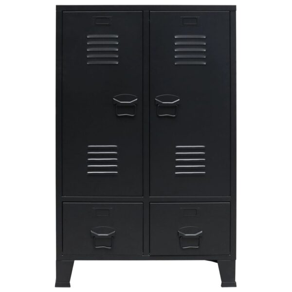 vidaXL Wardrobe Metal Industrial Style 26.4"x13.8"x42.1" Black - Image 2