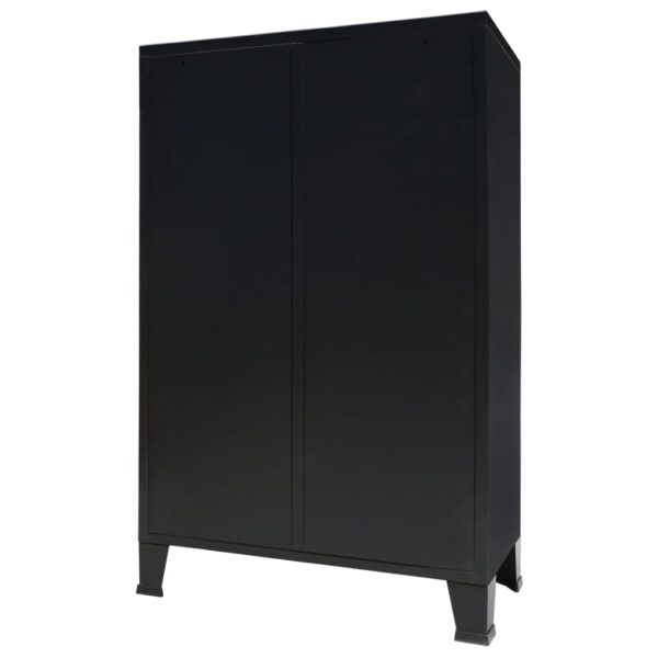 vidaXL Wardrobe Metal Industrial Style 26.4"x13.8"x42.1" Black - Image 3