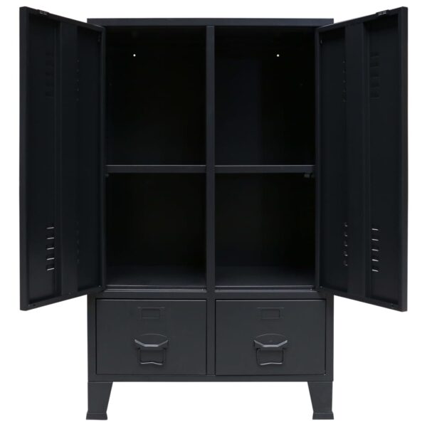 vidaXL Wardrobe Metal Industrial Style 26.4"x13.8"x42.1" Black - Image 4