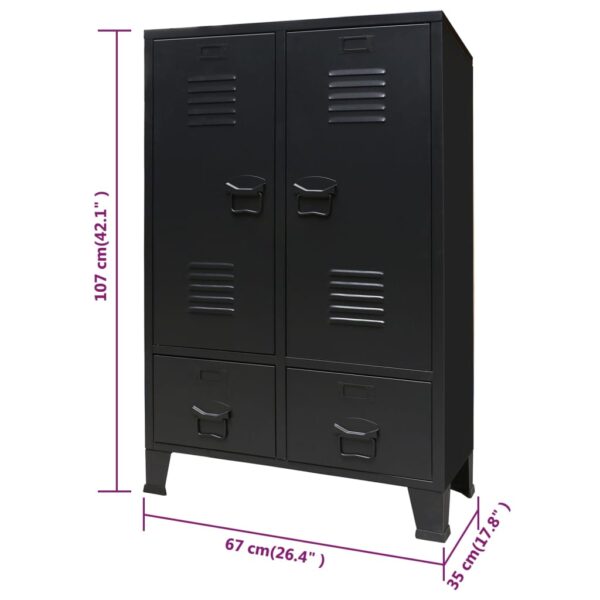 vidaXL Wardrobe Metal Industrial Style 26.4"x13.8"x42.1" Black - Image 9