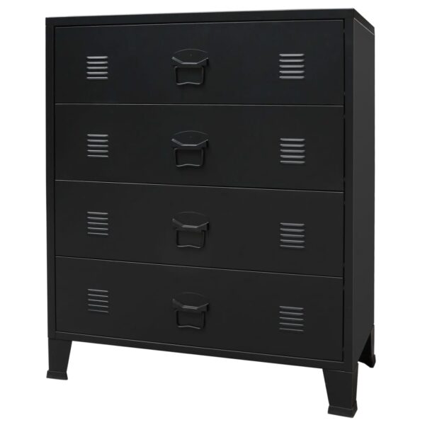 vidaXL Chest of Drawers Metal Industrial Style 30.7"x15.7"x36.6" Black - Image 2