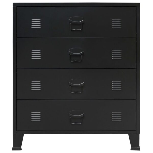 vidaXL Chest of Drawers Metal Industrial Style 30.7"x15.7"x36.6" Black - Image 3