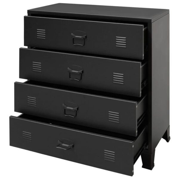 vidaXL Chest of Drawers Metal Industrial Style 30.7"x15.7"x36.6" Black - Image 4