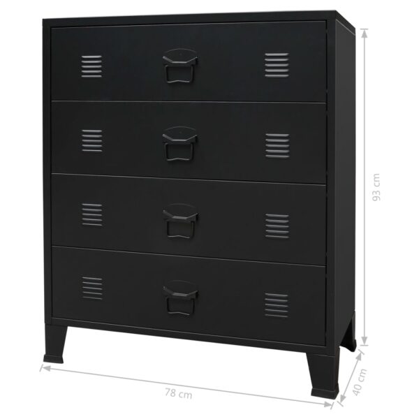 vidaXL Chest of Drawers Metal Industrial Style 30.7"x15.7"x36.6" Black - Image 10