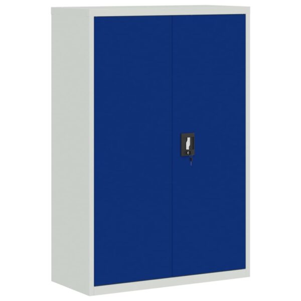 vidaXL Office Cabinet Metal 35.4"x15.7"x55.1" Gray and Blue - Image 2