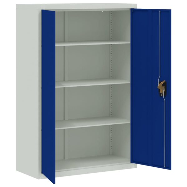 vidaXL Office Cabinet Metal 35.4"x15.7"x55.1" Gray and Blue - Image 4