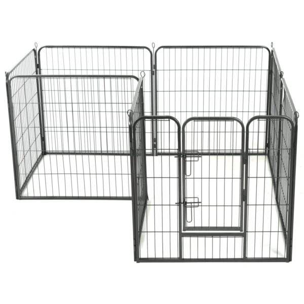 vidaXL Dog Playpen 8 Panels Steel 31.5"x31.5" Black - Image 3