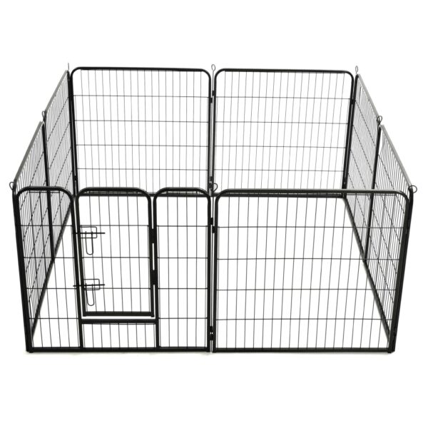 vidaXL Dog Playpen 8 Panels Steel 31.5"x31.5" Black - Image 5