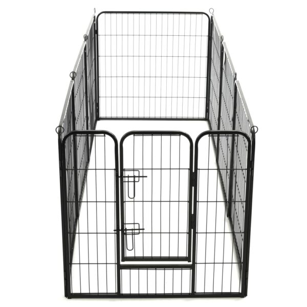 vidaXL Dog Playpen 8 Panels Steel 31.5"x31.5" Black - Image 6