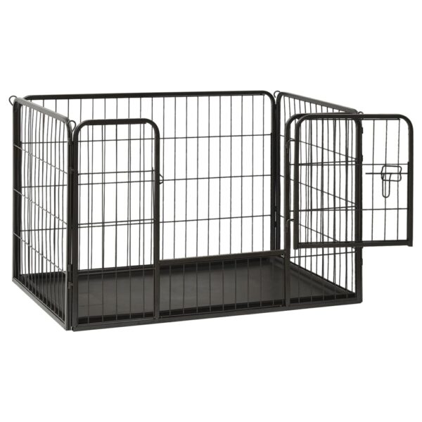 vidaXL Puppy Playpen Steel 36"x23.2"x24" - Image 3