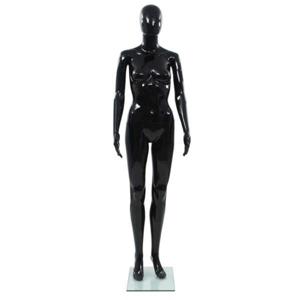 vidaXL Full Body Female Mannequin with Glass Base Glossy Black 68.9" - Image 2