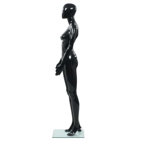 vidaXL Full Body Female Mannequin with Glass Base Glossy Black 68.9" - Image 3