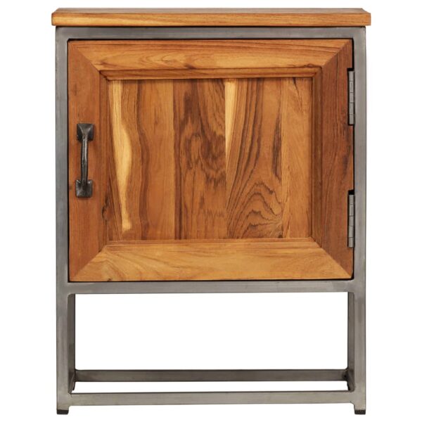 vidaXL Bedside Cabinet Recycled Teak and Steel 15.7"x11.8"x19.7" - Image 2