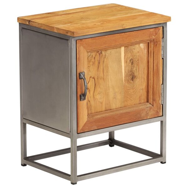 vidaXL Bedside Cabinet Recycled Teak and Steel 15.7"x11.8"x19.7" - Image 11